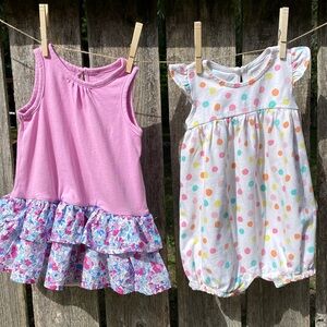 Baby Gap bodysuit dress and organic cotton flutter bodysuit (Size 6-12 months)